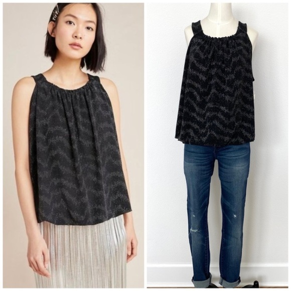 Anthropologie Tops - nwt ANTHROPOLOGIE carly shimmer top black silver size xs